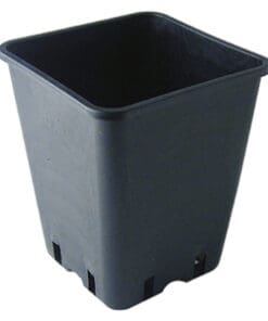 6 L sort firkantet plast pot 18 x 18 x 23 cm